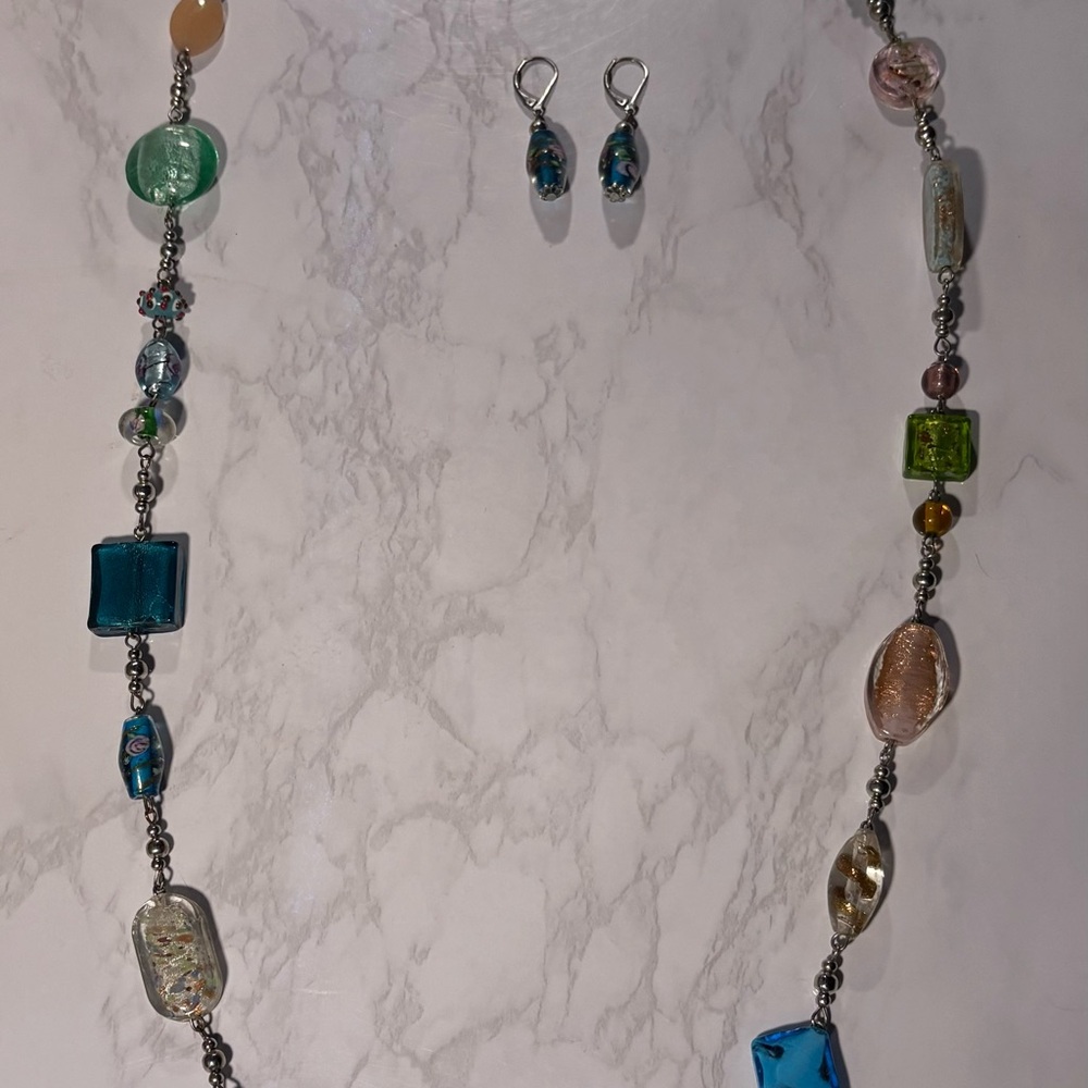 Elegant Multicolor Beaded Necklace and Earring Set